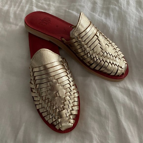 Gold Slip-On Huaraches - Picture 1 of 6
